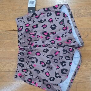 ADIDAS BRAND SIGNATURE GIRL'S BROWN ANIMAL PRINT ATHLETIC SHORTS SIZE LARGE 14